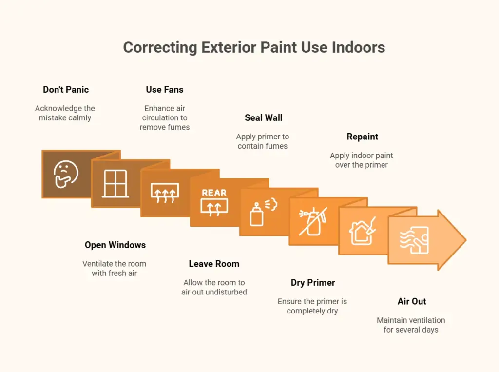 accidentally used exterior paint inside solution